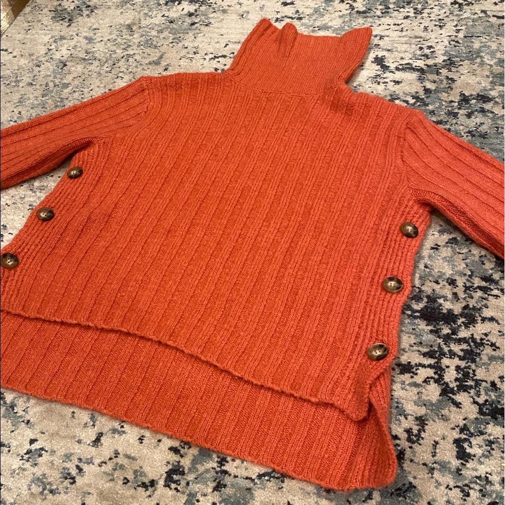 Elodie girl coral/red turtleneck sweater